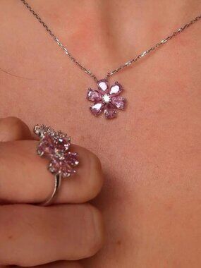 KC Chic Designs .925 Sterling Silver Pink Daisy Trio